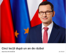 Tekst premiera Mateusza Morawieckiego pt. „Pięć lekcji po roku wojny”, który ukazał się na łamach „Wszystko Co Najważniejsze”, został opublikowany również w Rumunii przez agencję „Agerpres”. Artykuł premiera Morawieckiego na portalu „Agerpress“ stanowi część projektu „Opowiadamy Polskę Światu”, którego realizatorem jest Instytut Nowych Mediów. Najnowsza, dwudziesta odsłona projektu, realizowana jest w rocznicę napaści rosyjskiej na Ukrainę (24 lutego).